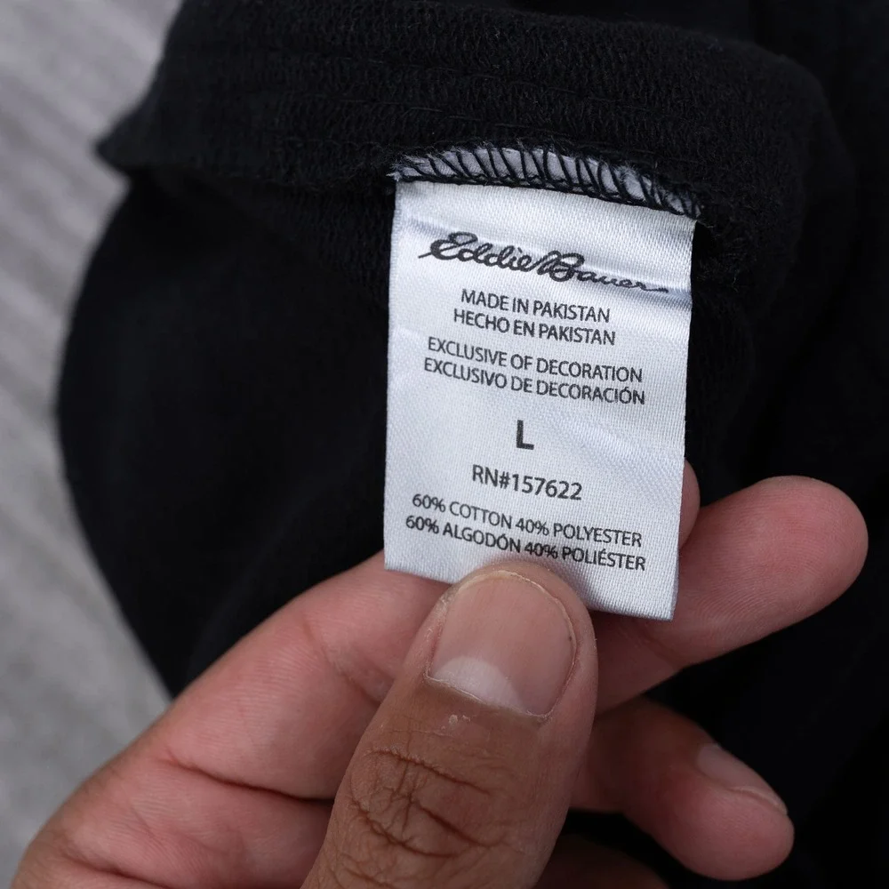 Eddie Bauer Lounge Shorts Mens Large Black Cotton Blend Drawstring Zip Pockets